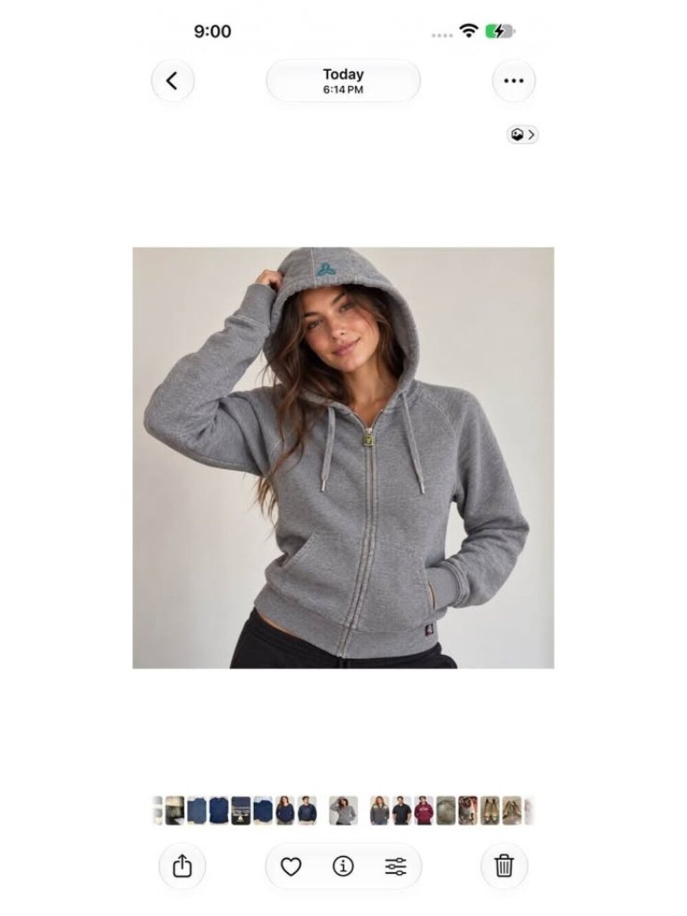 Vintage TNA Aritzia Grey Zip Hoodie Medium Y2K Logo Sweatshirt